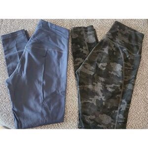 Lot Of 2‎ Fabletics Powerhold High Waisted Leggings Charcoal Camo XSMALL EUC